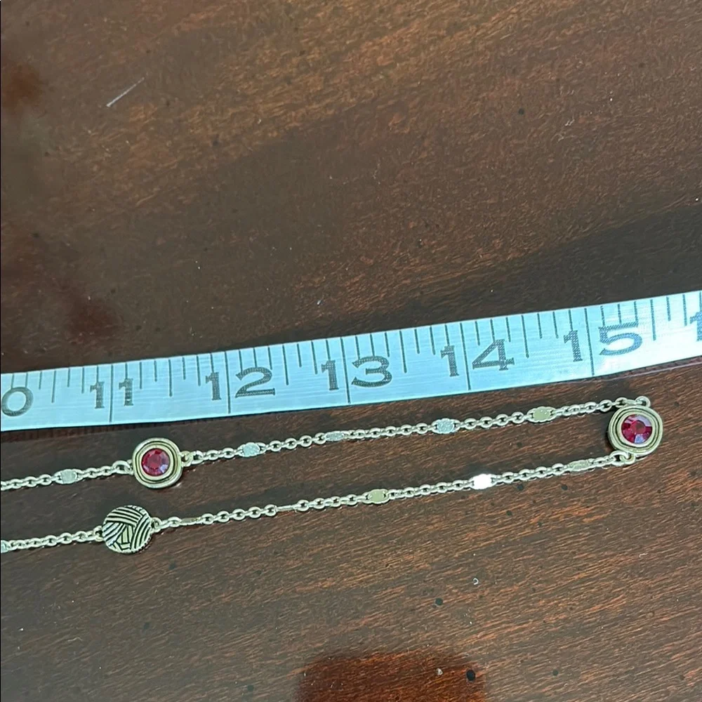 The Sak Gold and Ruby Red Crystal Station Necklace Minimalist Design